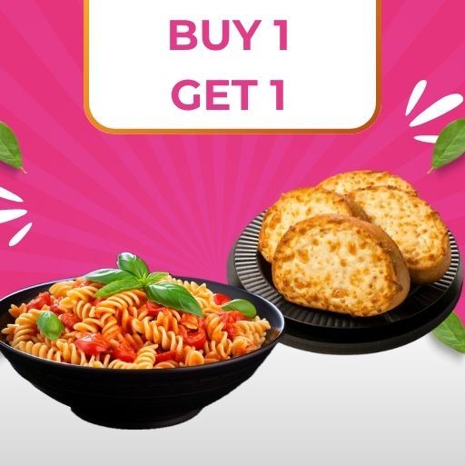 Buy 1 Any Pasta & Get 3 Pices of Garlic Bread Free